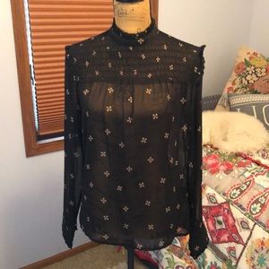 Sheer black high neck blouse